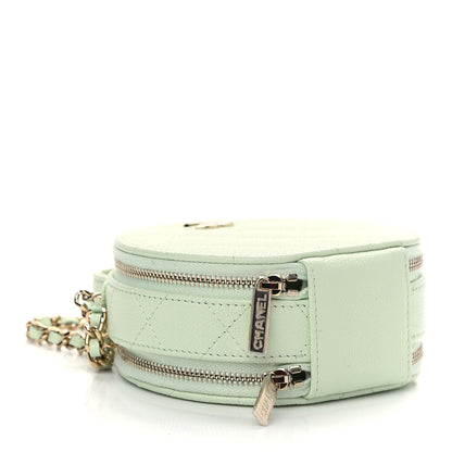 Chanel Caviar Quilted Round Handle With Care Vanity With Chain Light Green 4 of 9