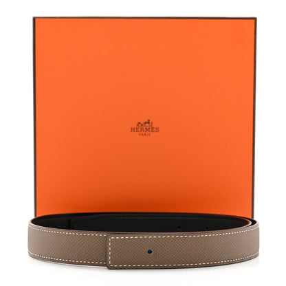 Hermes Swift Epsom 24mm Belt Strap 75 30 Black Etoupe 6 of 6