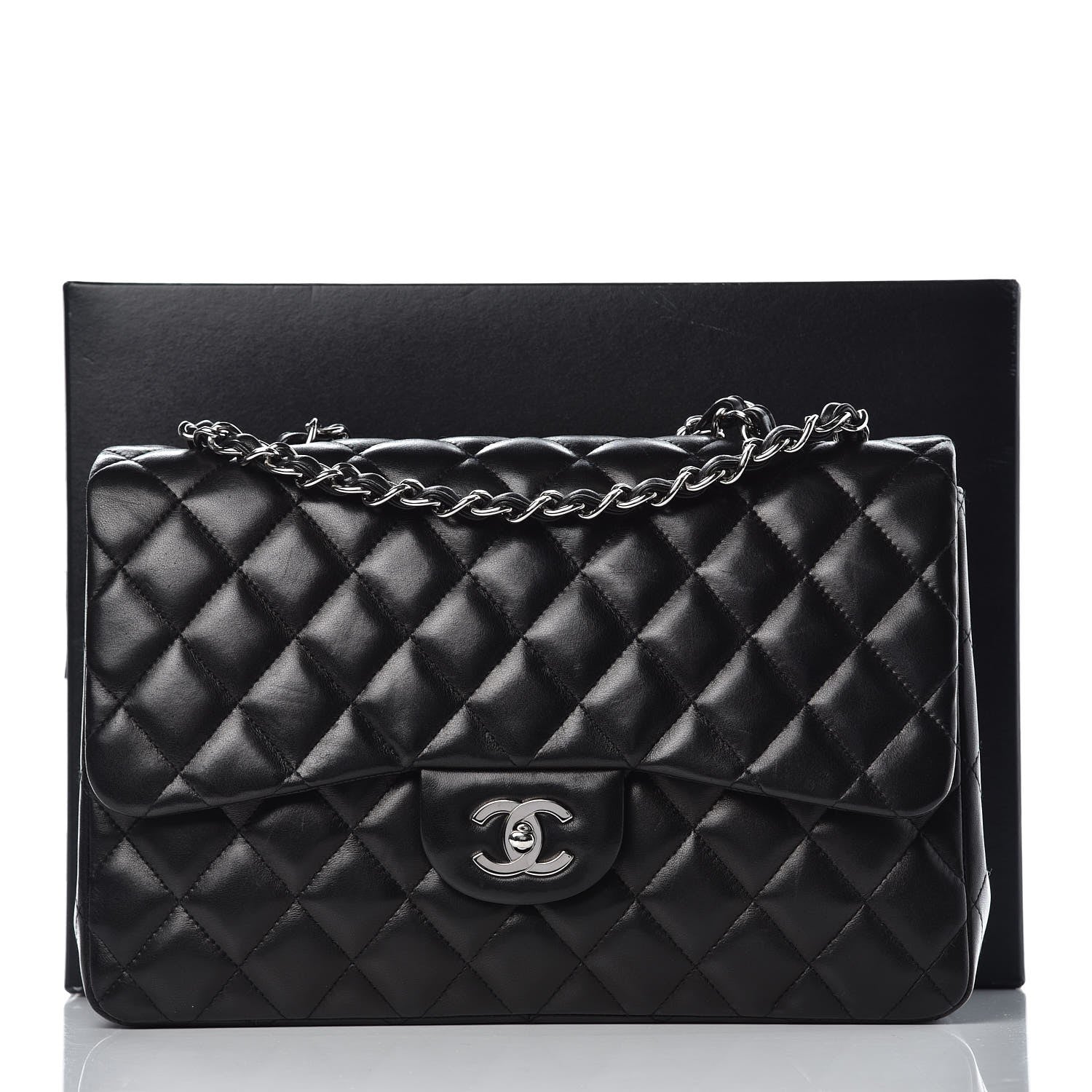 Chanel Lambskin Quilted Jumbo Single Flap Black 9 of 9
