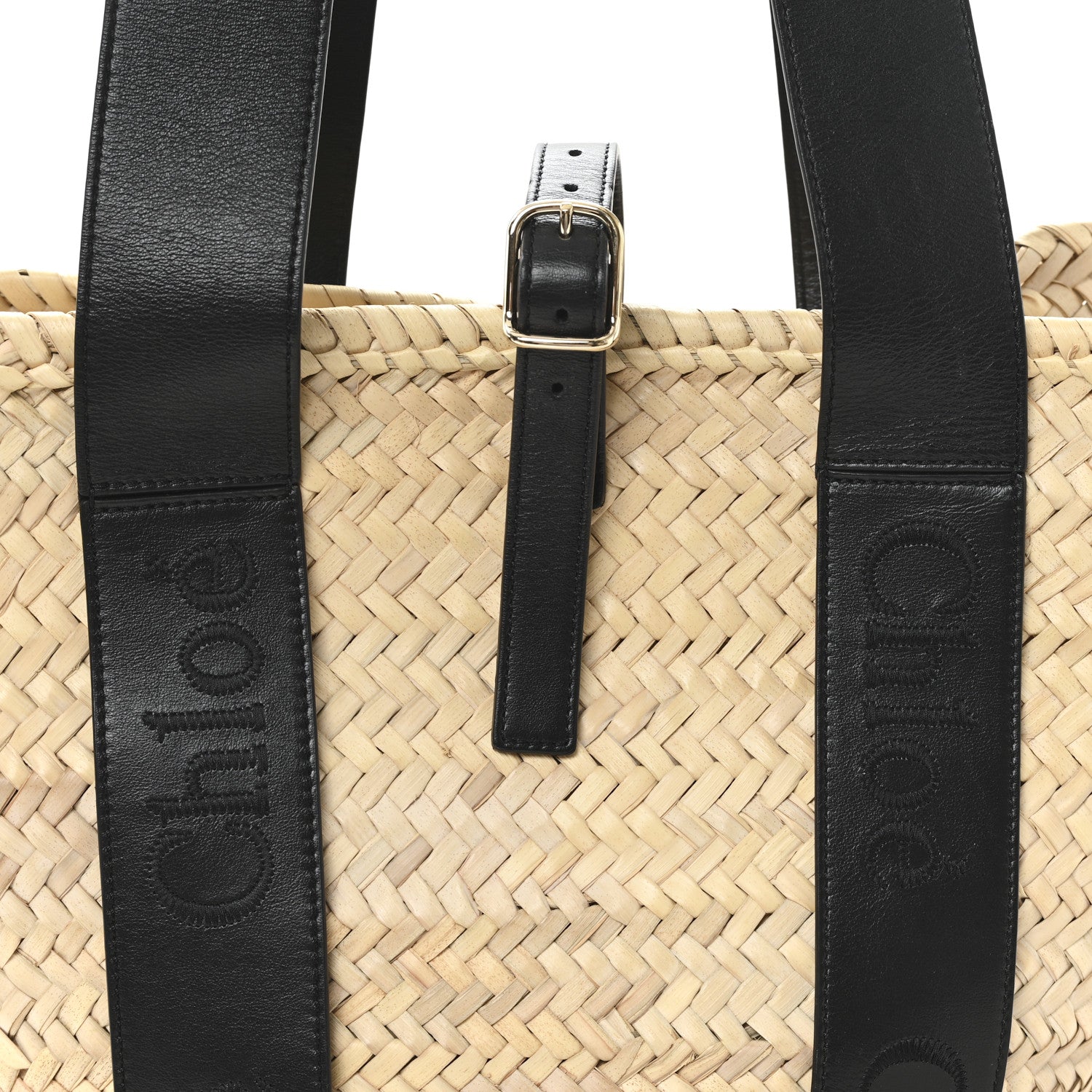 Chloe Raffia Smooth Calfskin Medium Sense Basket Black 8 of 12