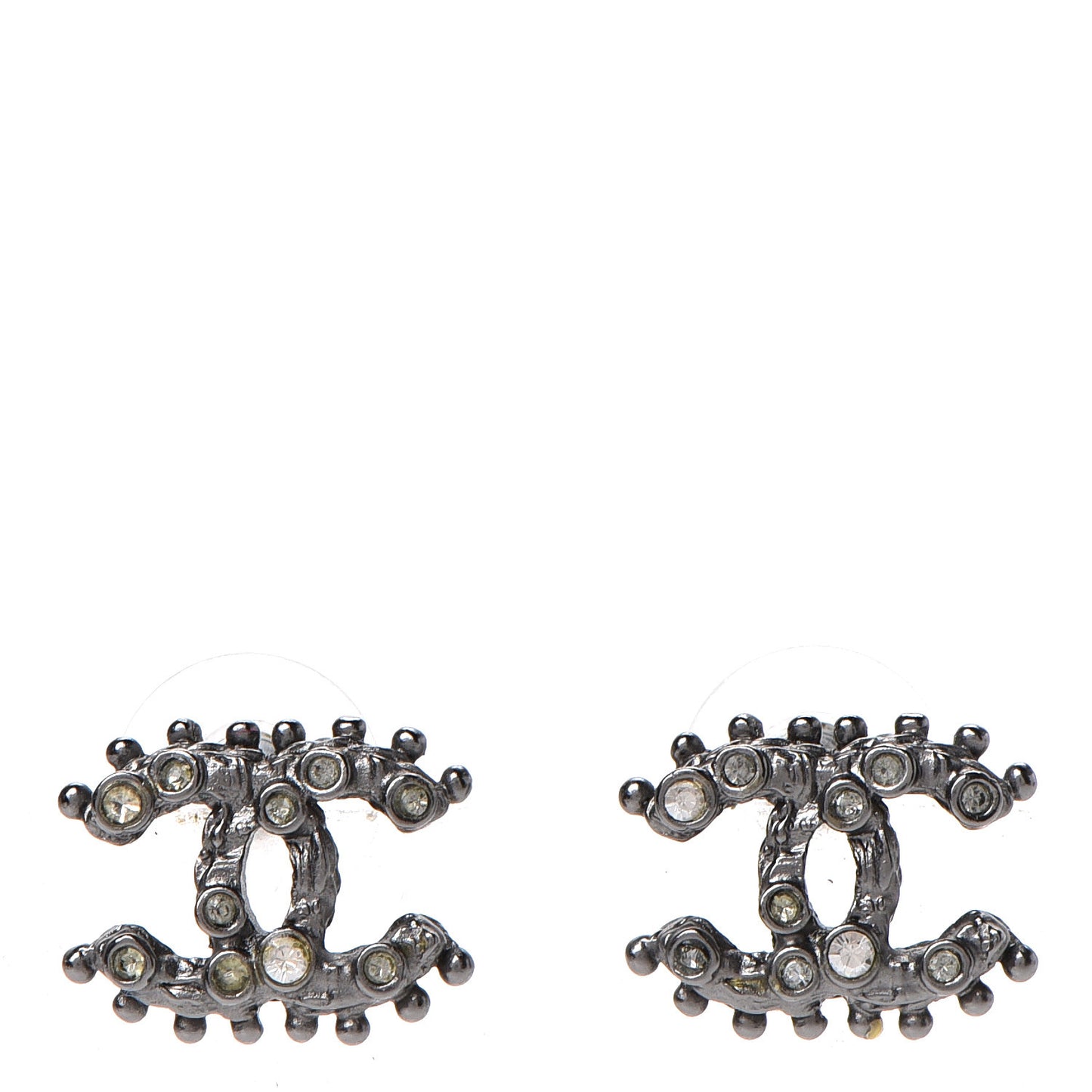 Crystal CC Earrings Ruthenium Dark Grey
