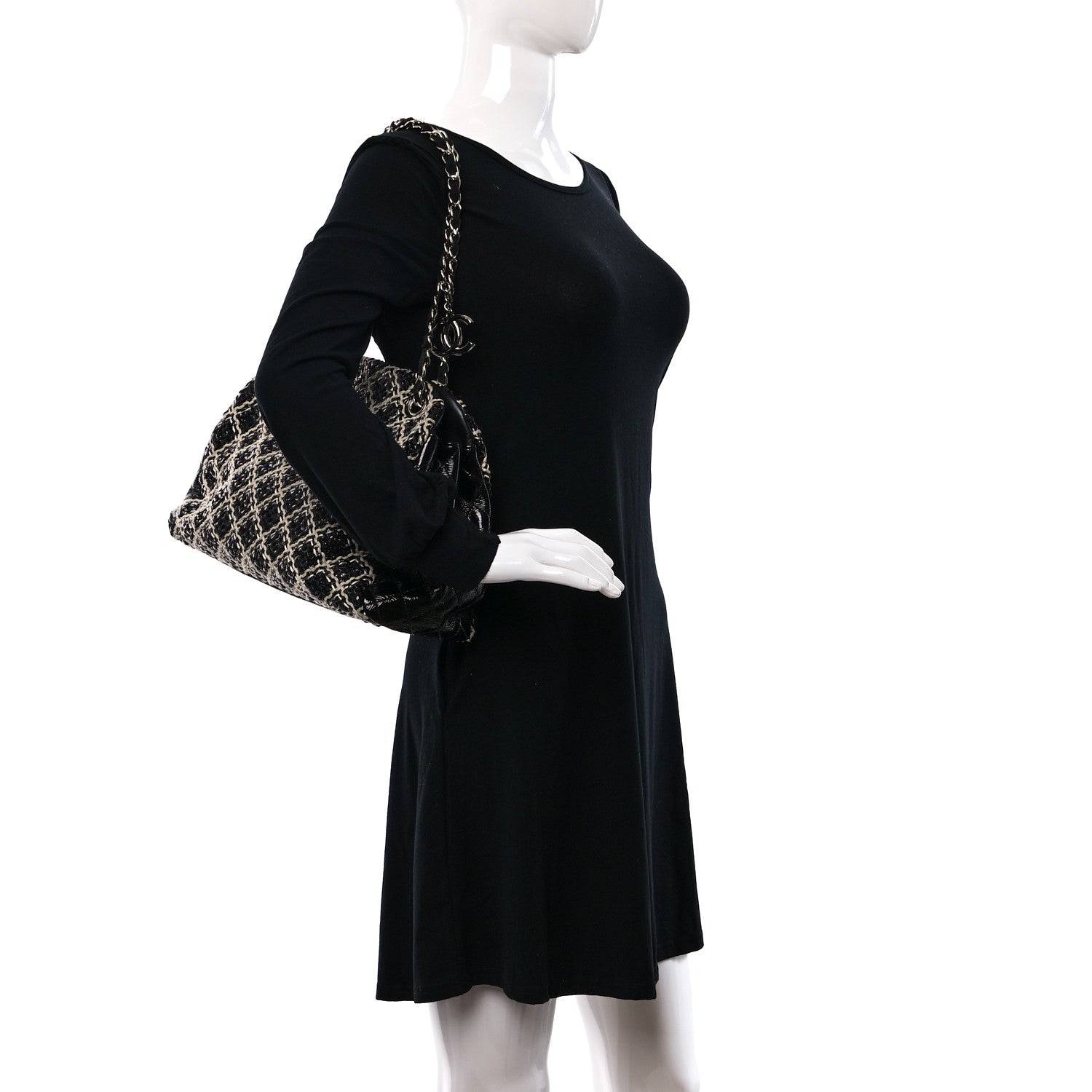 Chanel Patent Hand Embroidered Large Just Mademoiselle Black 2 of 9