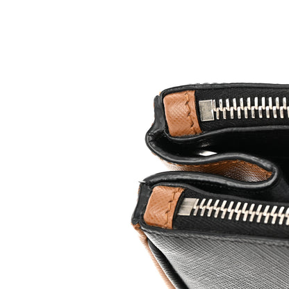 Prada Saffiano Baiadera Striped Medium Galleria Double Zip Tote Caramel Black White 15 of 19