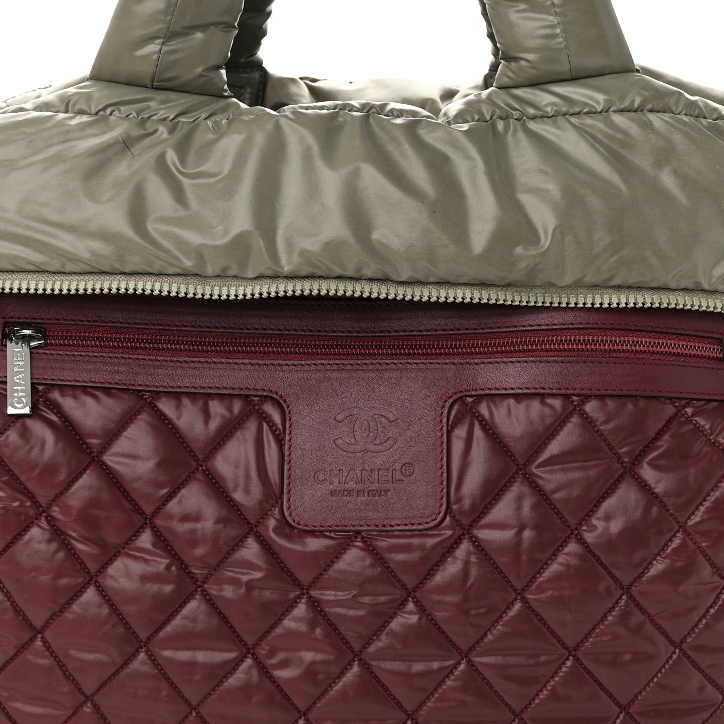 Nylon Quilted Small Coco Cocoon Reversible Tote Gray