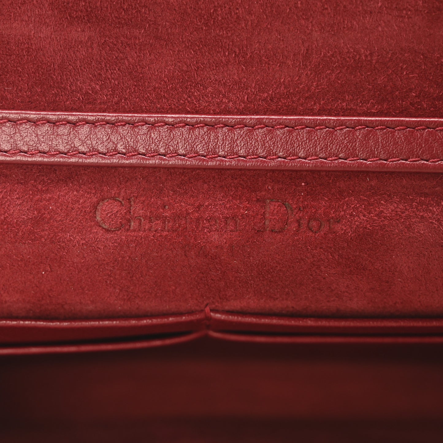 Calfskin J'Adior Wallet on Chain Pouch Red