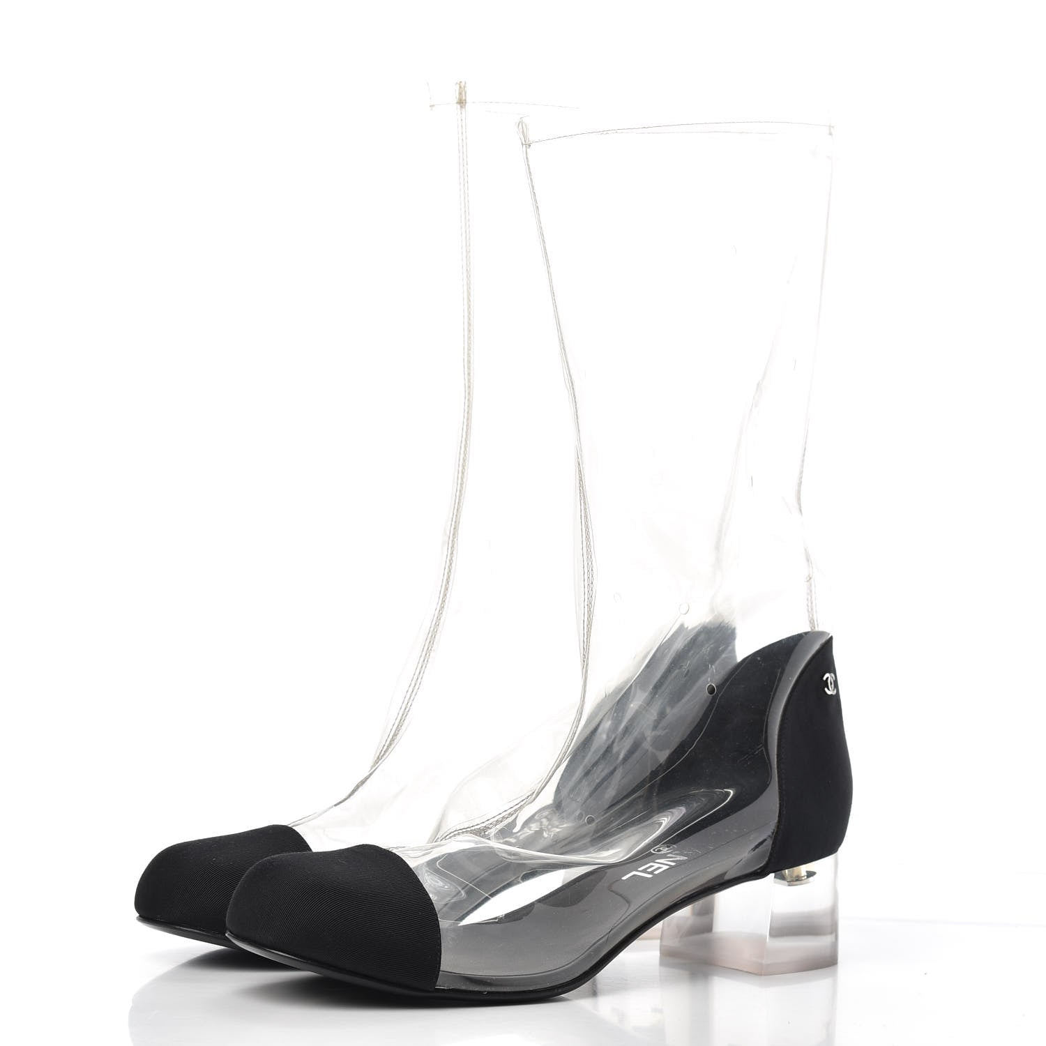 Chanel PVC Grosgrain High Boots 40 Transparent Black 3 of 7