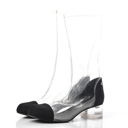 Chanel PVC Grosgrain High Boots 40 Transparent Black 3 of 7