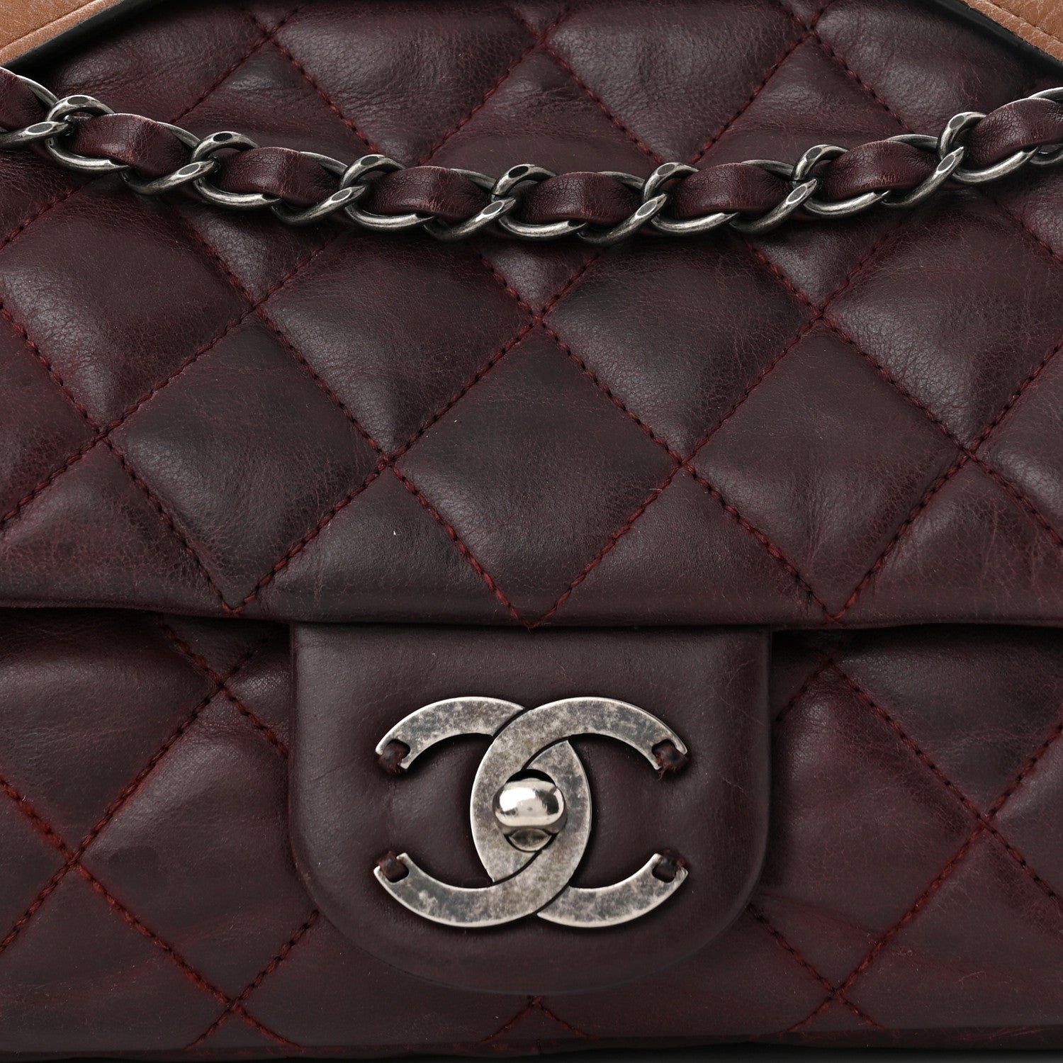 Chanel Calfskin In The Mix Jumbo Flap Burgundy 8 of 10