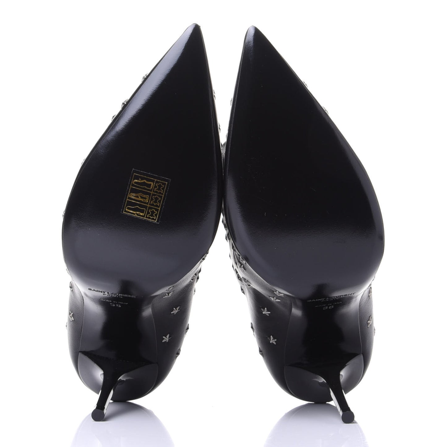 Calfskin Star Studded Ankle Booties 38 Black