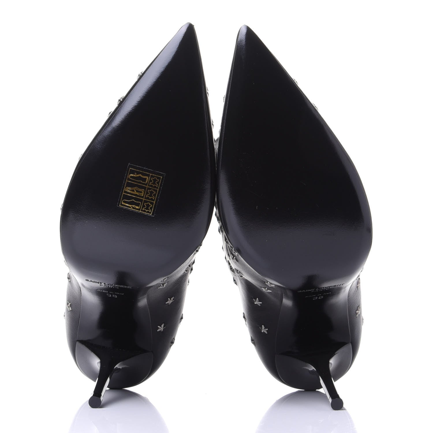Saint Laurent Calfskin Star Studded Ankle Booties 38 Black 7 of 11