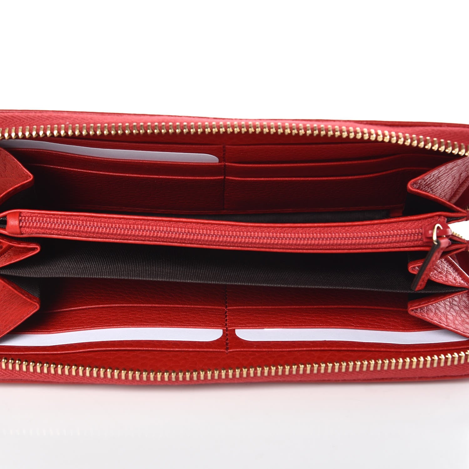 Gucci Pebbled Calfskin Soho Zip Around Wallet Red 5 of 9