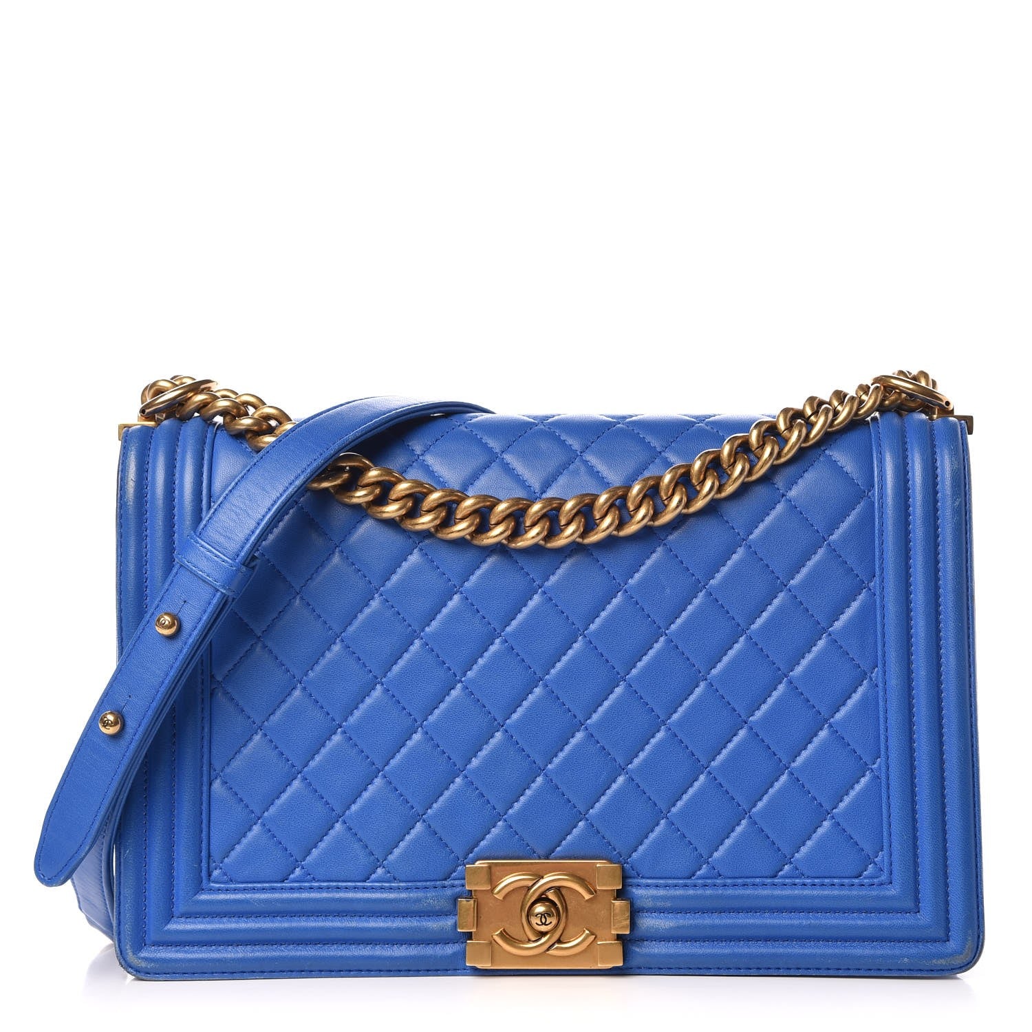 Chanel Lambskin Quilted New Medium Boy Flap Blue 1 of 19