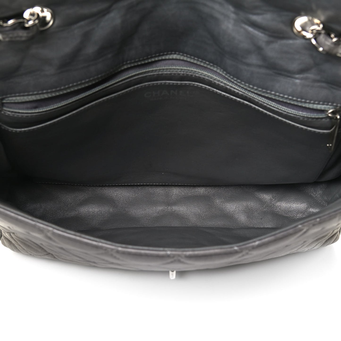 Lambskin Quilted Jumbo Single Flap Grey