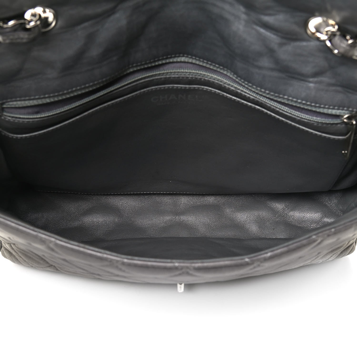 Chanel Lambskin Quilted Jumbo Single Flap Grey 8 of 8