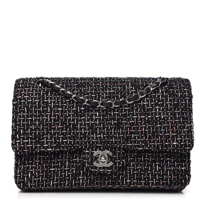 Chanel Tweed Quilted Medium Double Flap Black 1 of 9