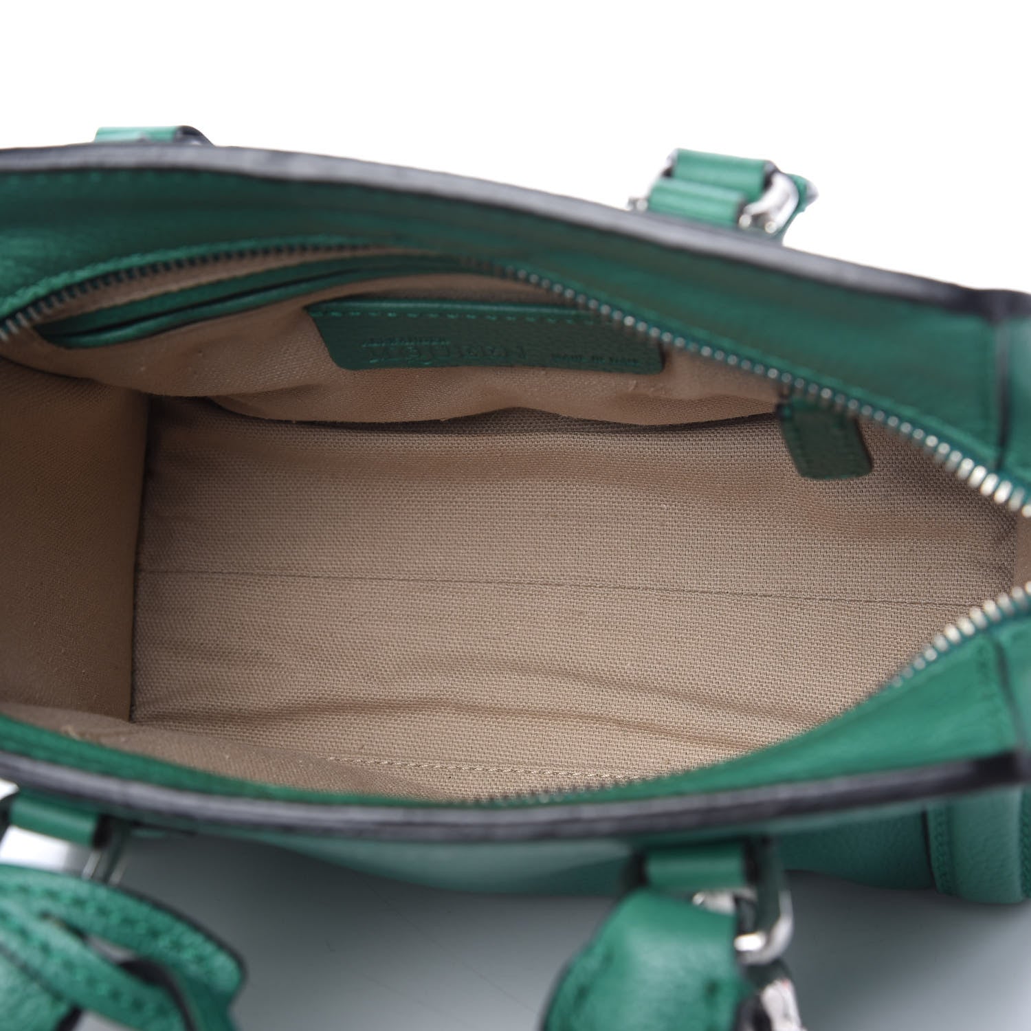 Alexander McQueen Pebbled Calfskin Small Skull Padlock Zip Around Tote Green 5 of 9