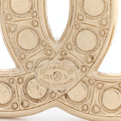 Chanel Metal Crystal Graduated Pearl CC Brooch Gold 4 of 5