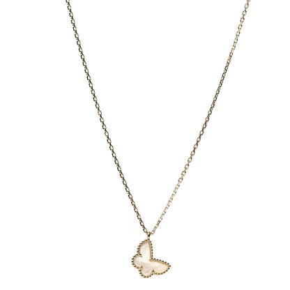 Van Cleef & Arpels 18K Yellow Gold Mother of Pearl Sweet Alhambra Butterfly Pendant Necklace 1 of 8