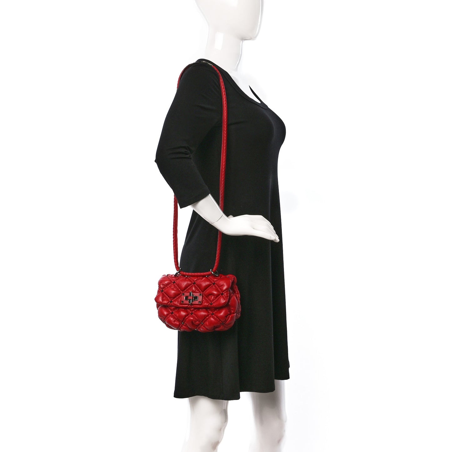 Nappa Small Spikeme Shoulder Bag Rosso Valentino