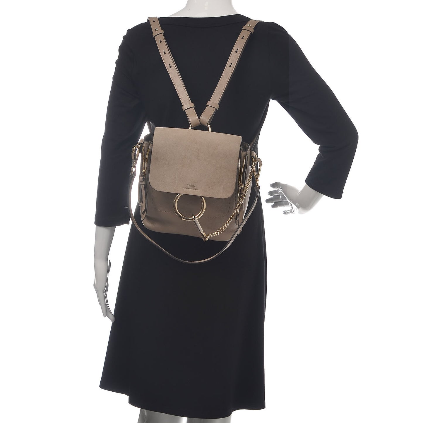 Suede Calfskin Medium Faye Backpack Motty Grey