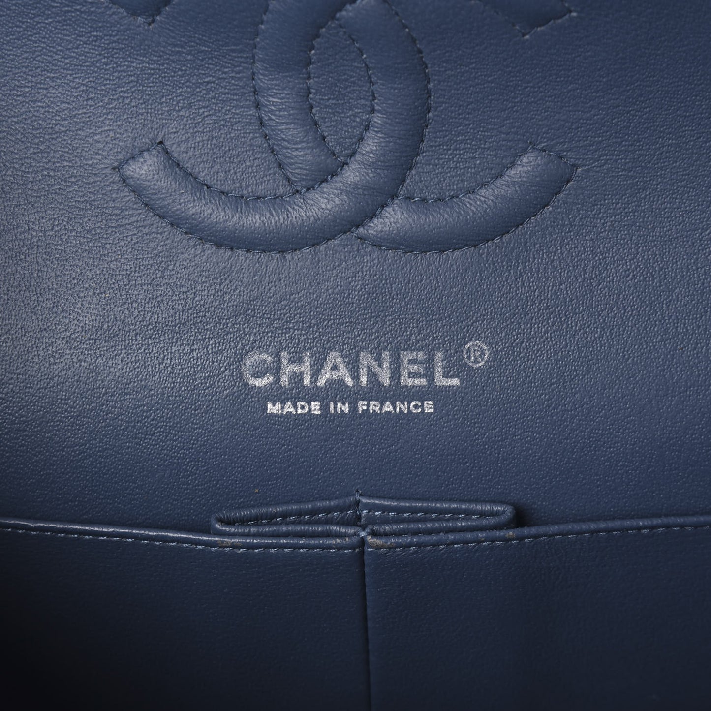 Lambskin Quilted Medium Double Flap Blue