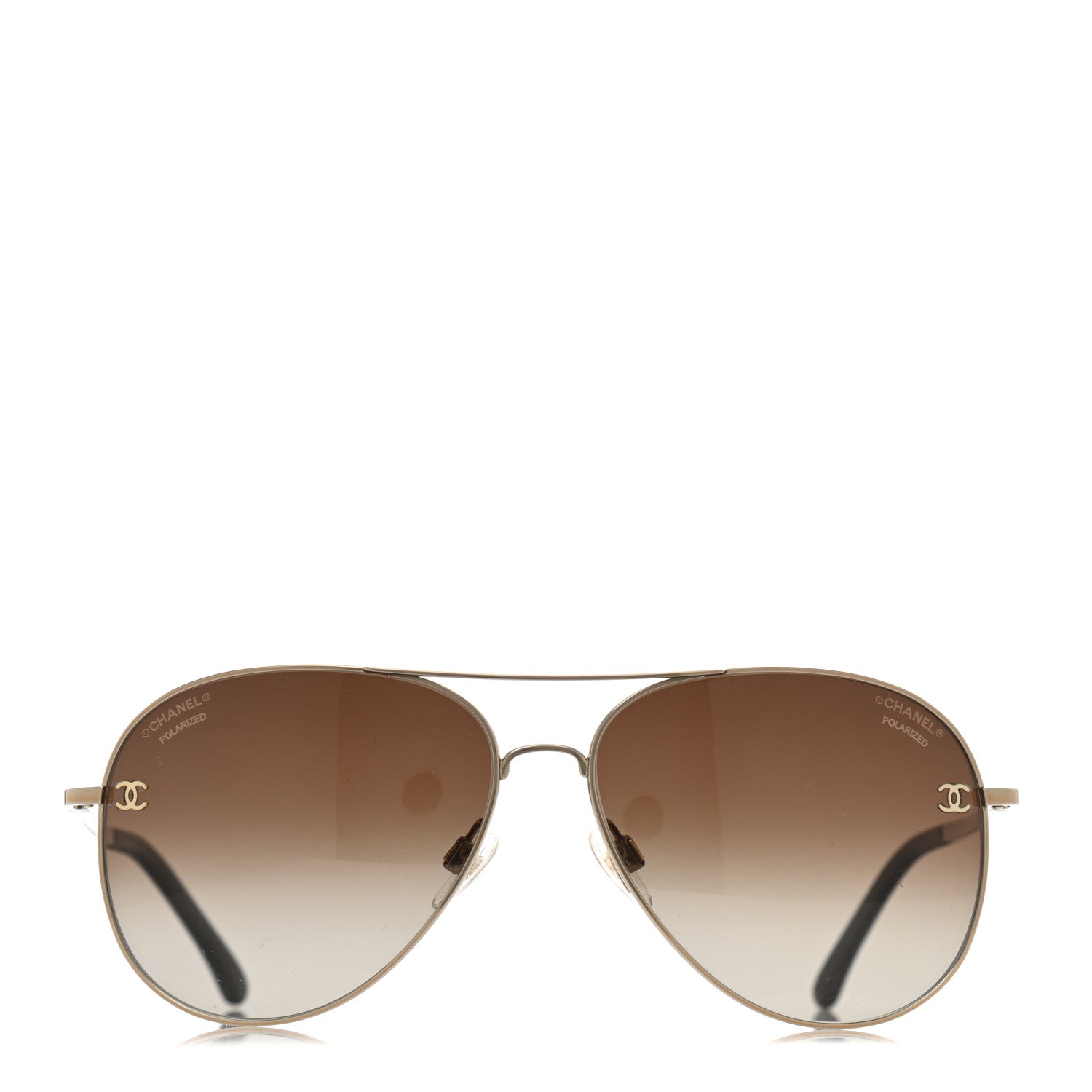 Chanel Metal Polarized Aviator CC Sunglasses 4189-T-Q Brown 2 of 8