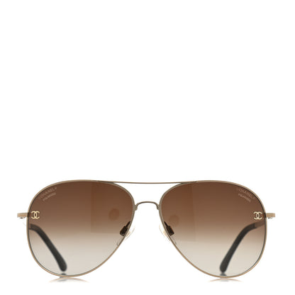 Chanel Metal Polarized Aviator CC Sunglasses 4189-T-Q Brown 2 of 8