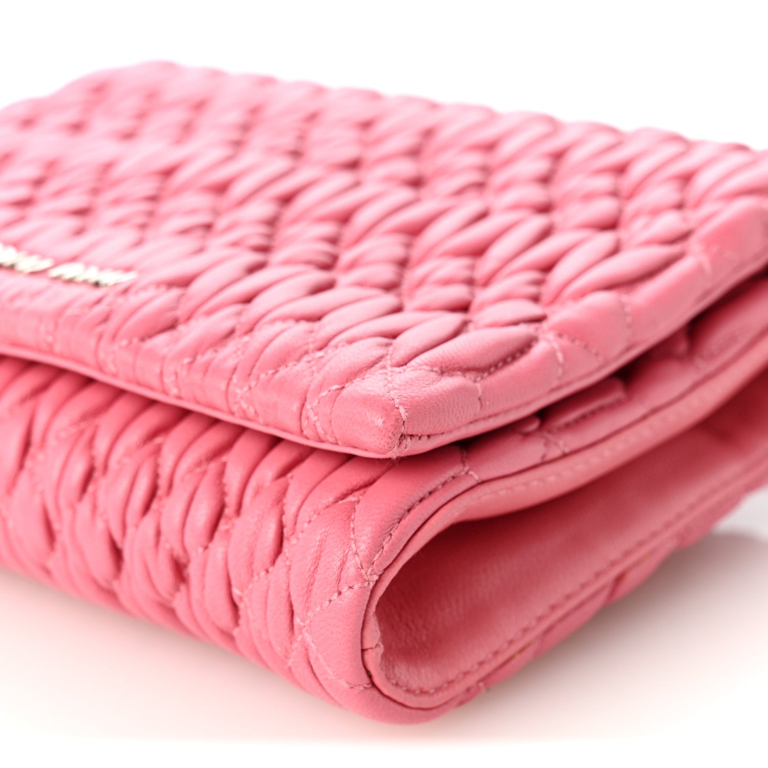 Miu Miu Nappa Matelasse Crystal Flap Clutch Pink 8 of 8