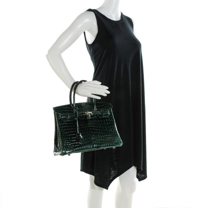 Hermes Shiny Porosus Crocodile Birkin 30 Vert Fonce 2 of 20