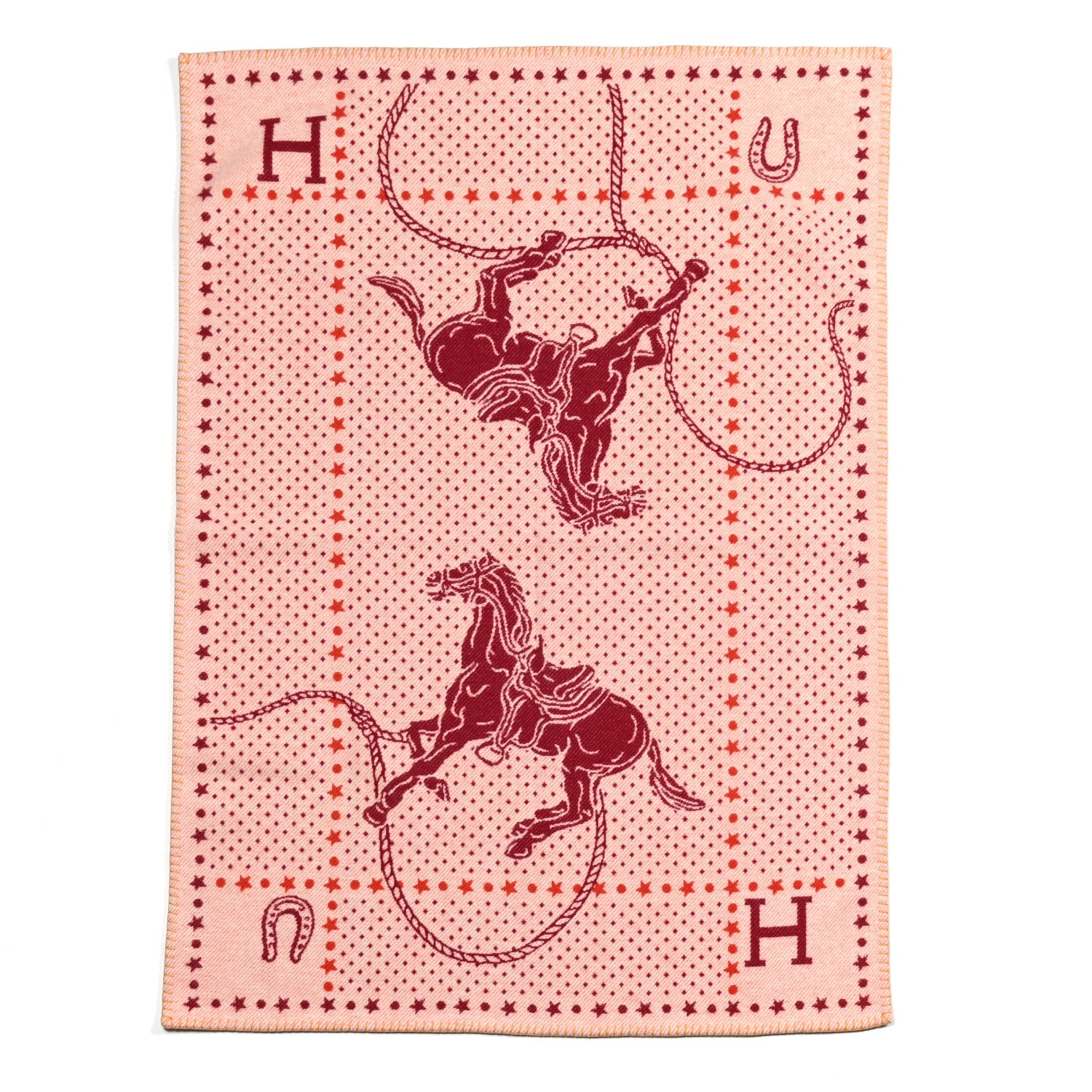 Hermes Wool Cashmere Western And Company Blanket Rouge H 4 of 4