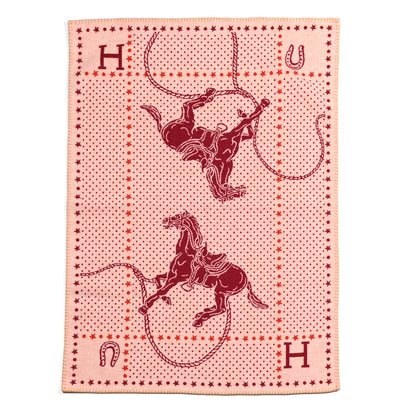 Hermes Wool Cashmere Western And Company Blanket Rouge H 4 of 4