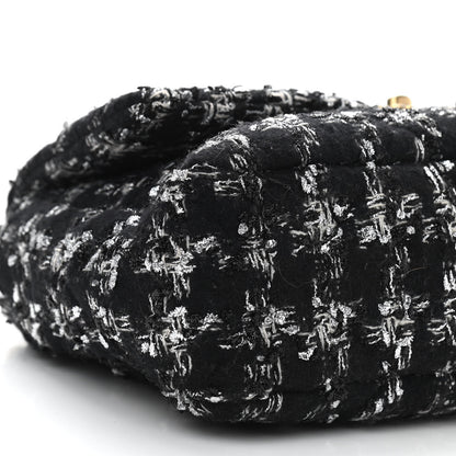 Chanel Tweed Quilted Large Chanel 19 Flap Black Ecru White 9 of 10