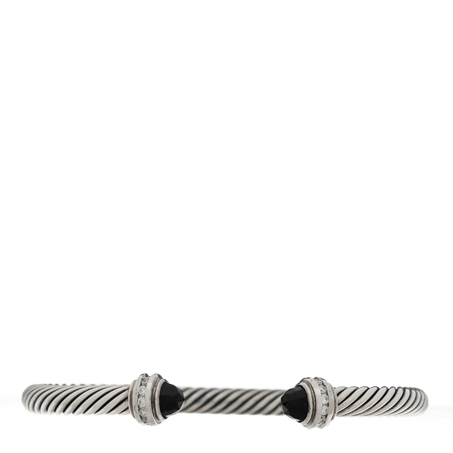 Sterling Silver Diamond Black Onyx 5mm Cable Classics Princess Bracelet
