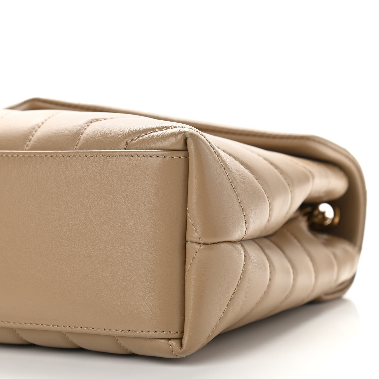 Saint Laurent Calfskin Y Quilted Monogram Small Loulou Chain Satchel Dark Beige 9 of 11