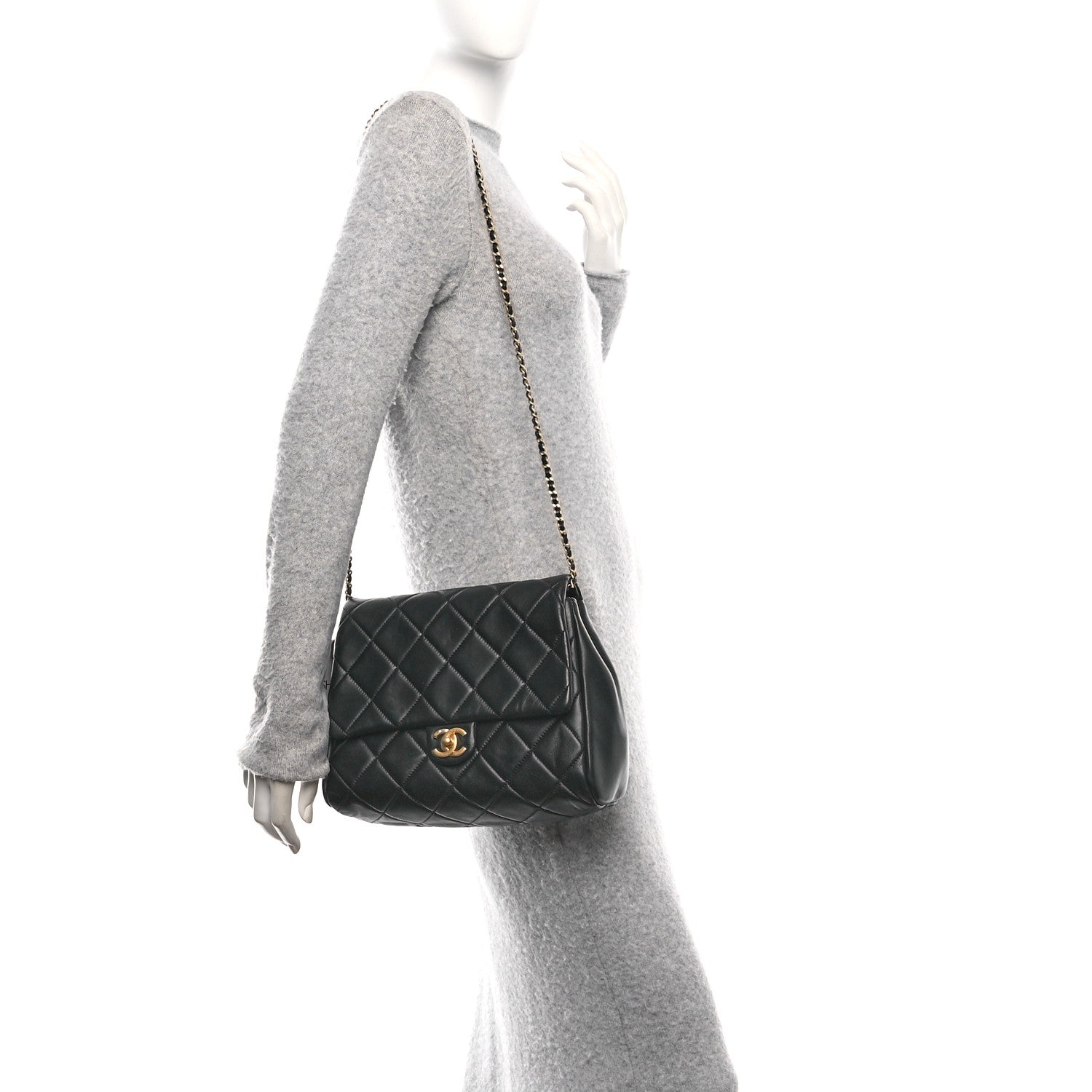 Chanel Lambskin Quilted Side Flap Black 2 of 10