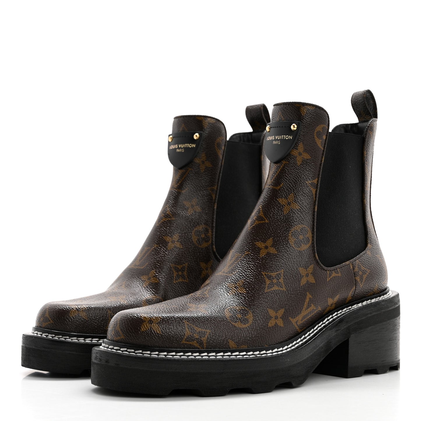 Patent Monogram LV Beaubourg Ankle Boots 39 Black