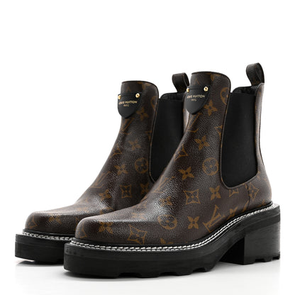 Louis Vuitton Patent Monogram LV Beaubourg Ankle Boots 39 Black 3 of 9