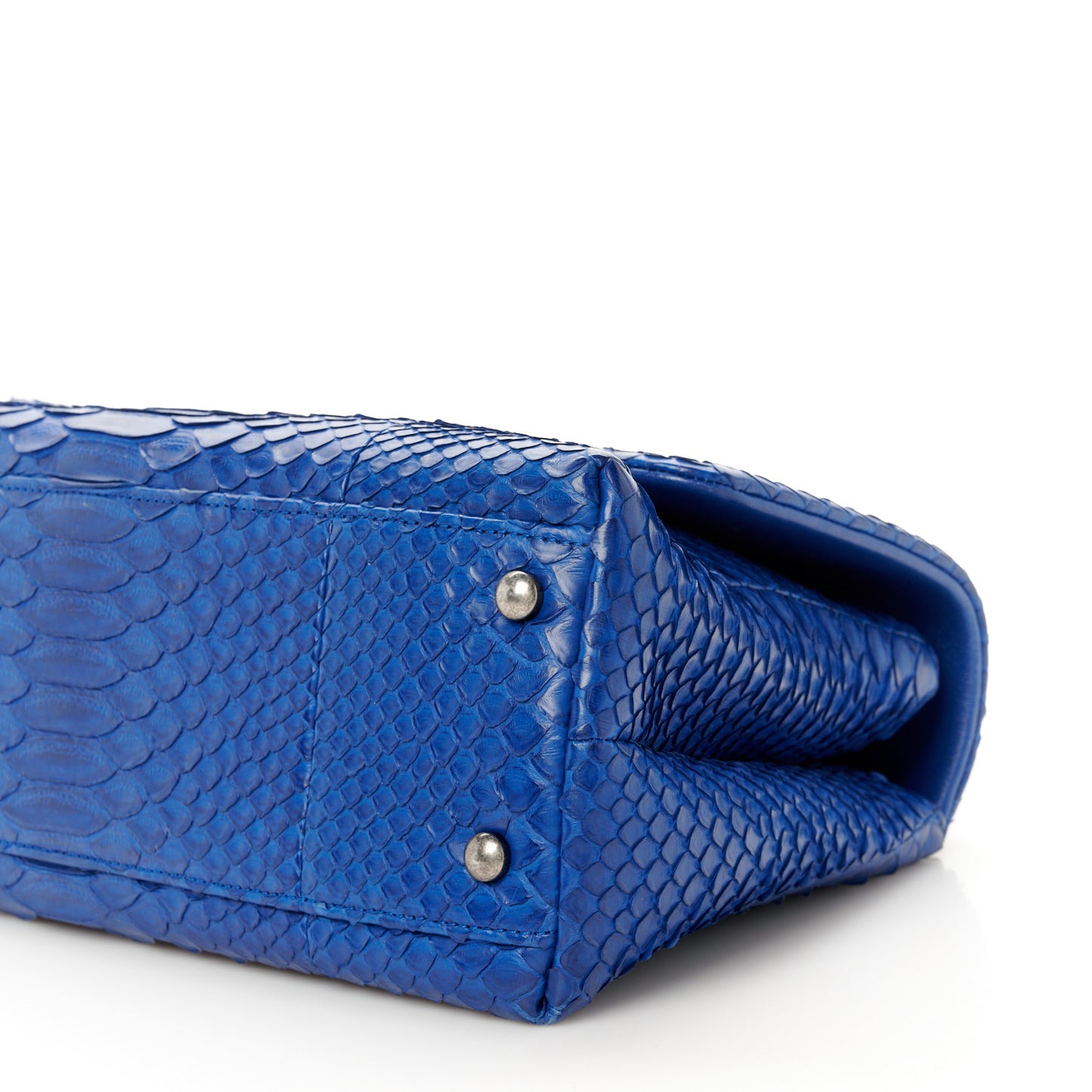Snakeskin Small Coco Handle Flap  Blue