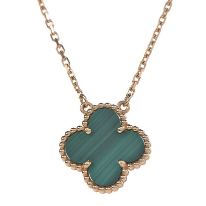 Van Cleef & Arpels 18K Yellow Gold Malachite Vintage Alhambra Pendant Necklace 4 of 7