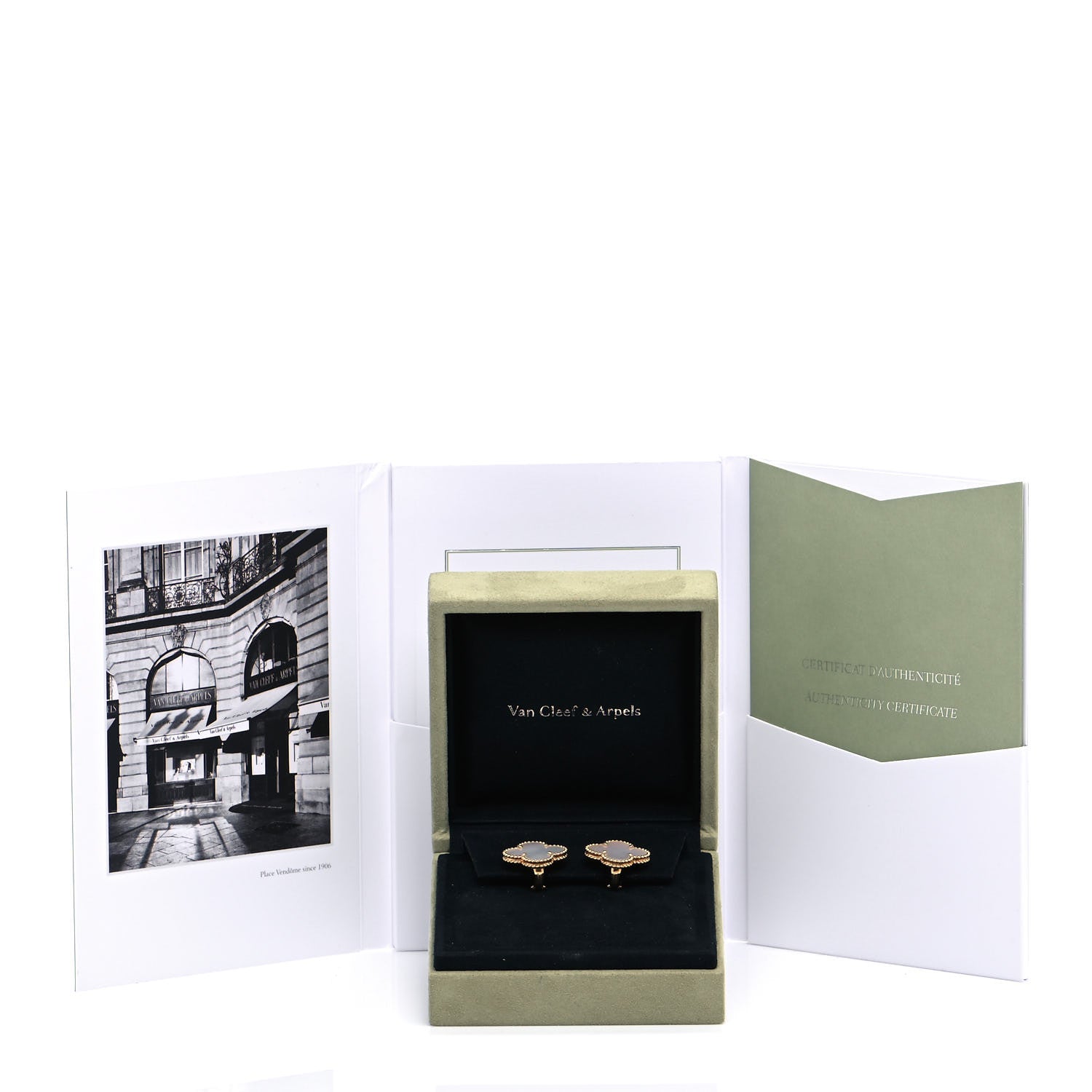 Van Cleef & Arpels 18K Yellow Gold Mother of Pearl Magic Alhambra Earrings 6 of 6