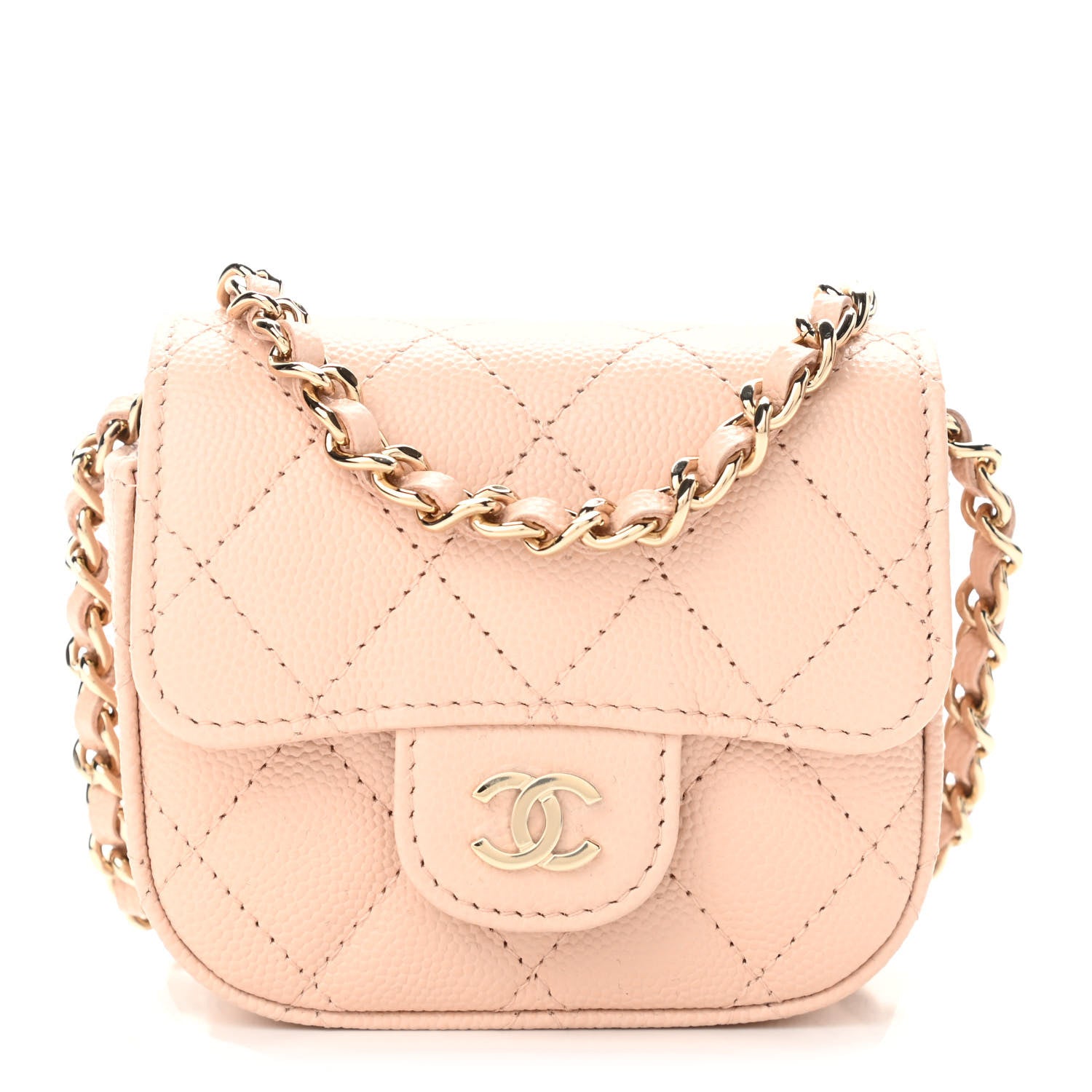 Chanel Caviar Quilted Mini Clutch With Chain Light Beige 1 of 12