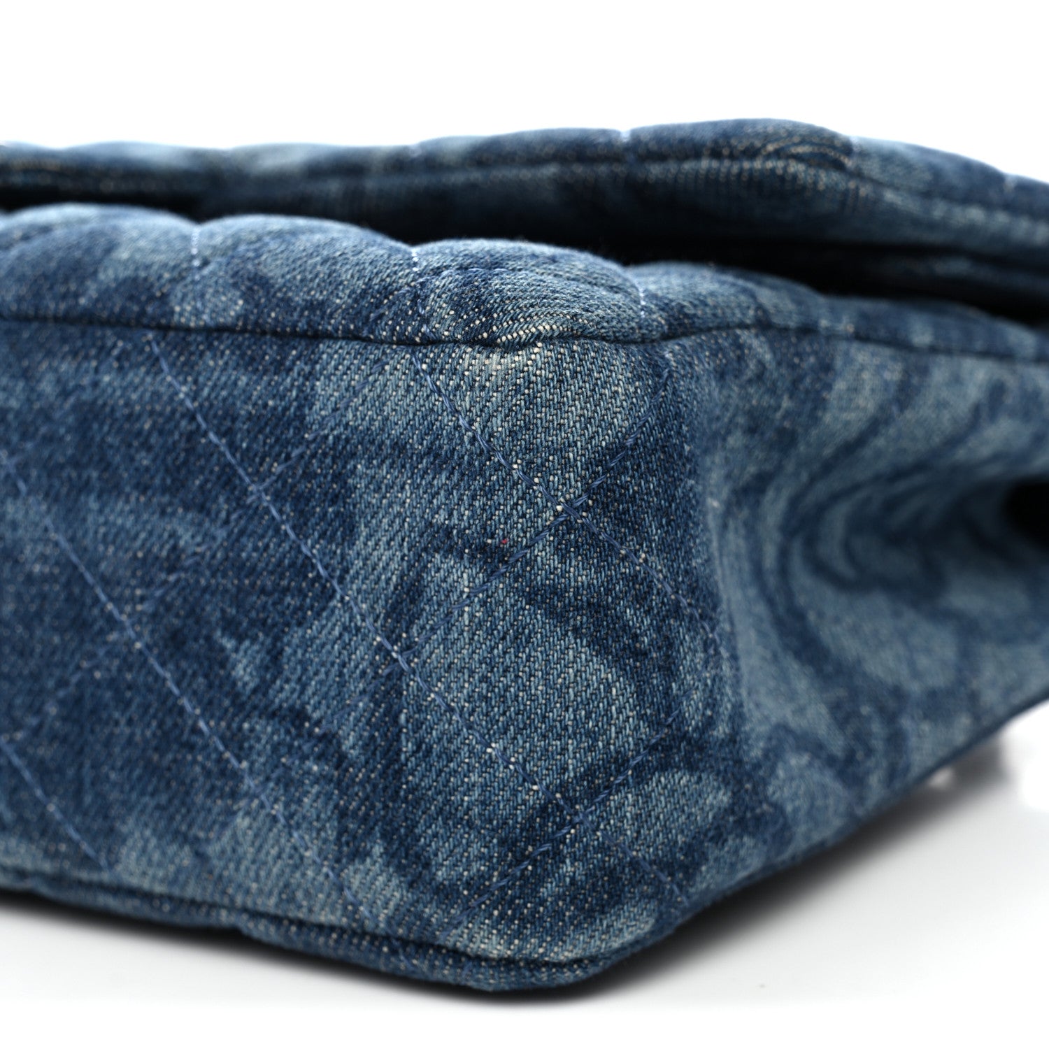 Chanel Denim Quilted Medium Camellia Flap Blue 10 of 11