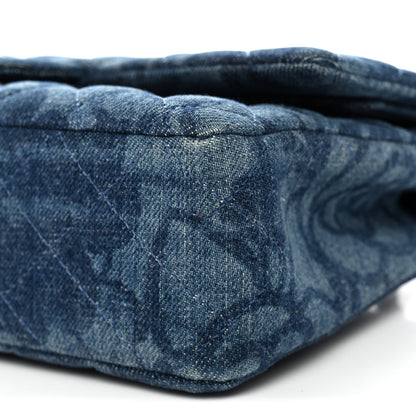Chanel Denim Quilted Medium Camellia Flap Blue 10 of 11