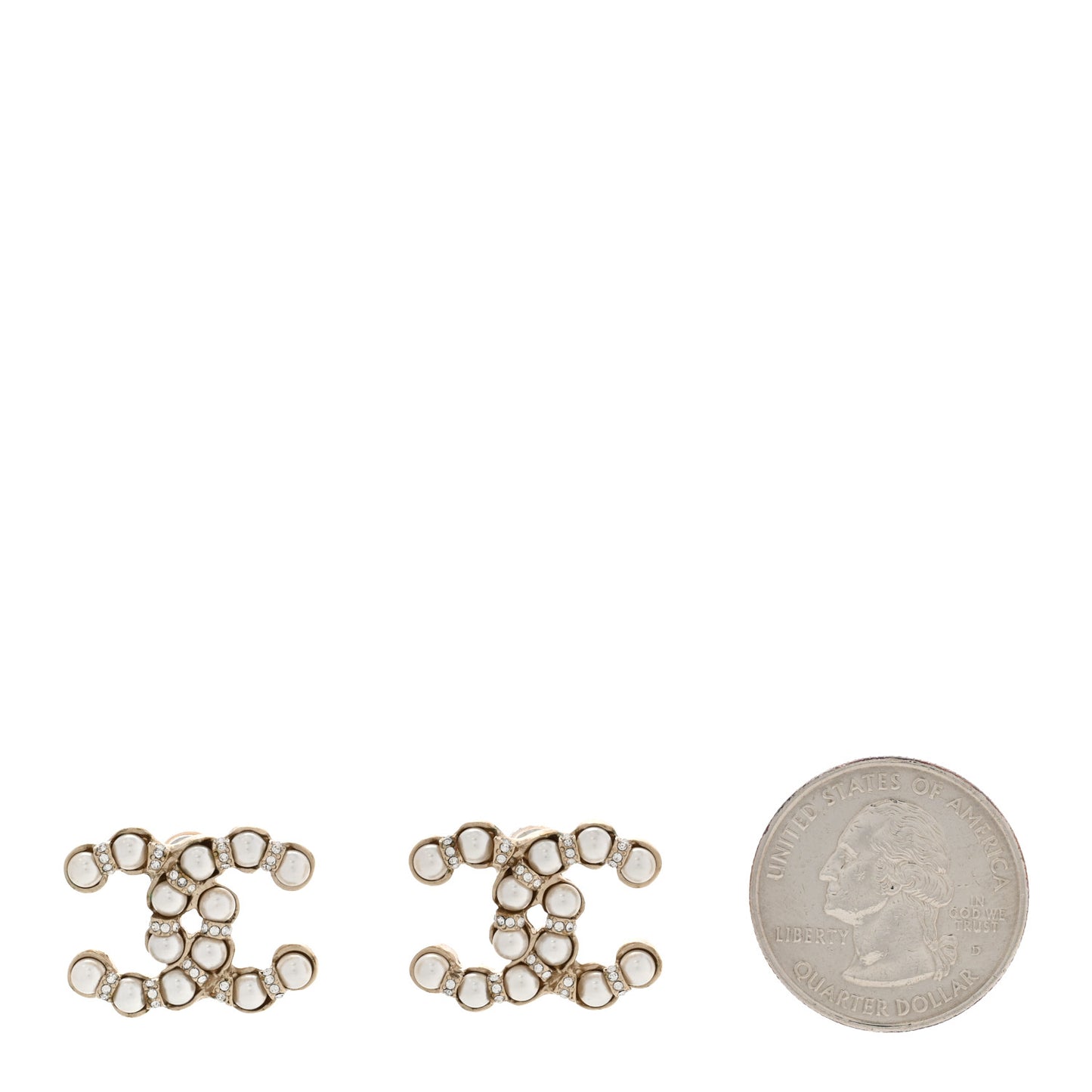 Pearl Crystal CC Earrings Gold
