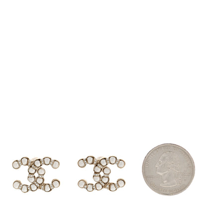 Chanel Pearl Crystal CC Earrings Gold 2 of 5