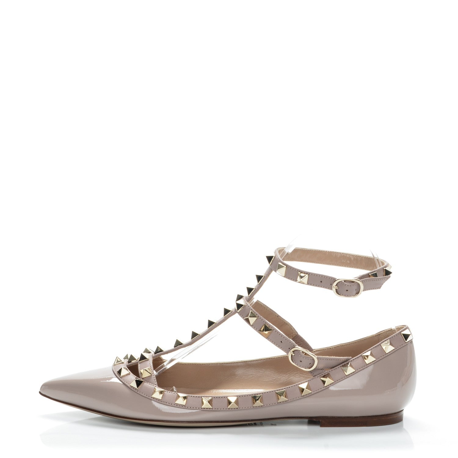 Valentino Garavani Patent Rockstud Cage Ballerina Flats 38 Poudre 1 of 9