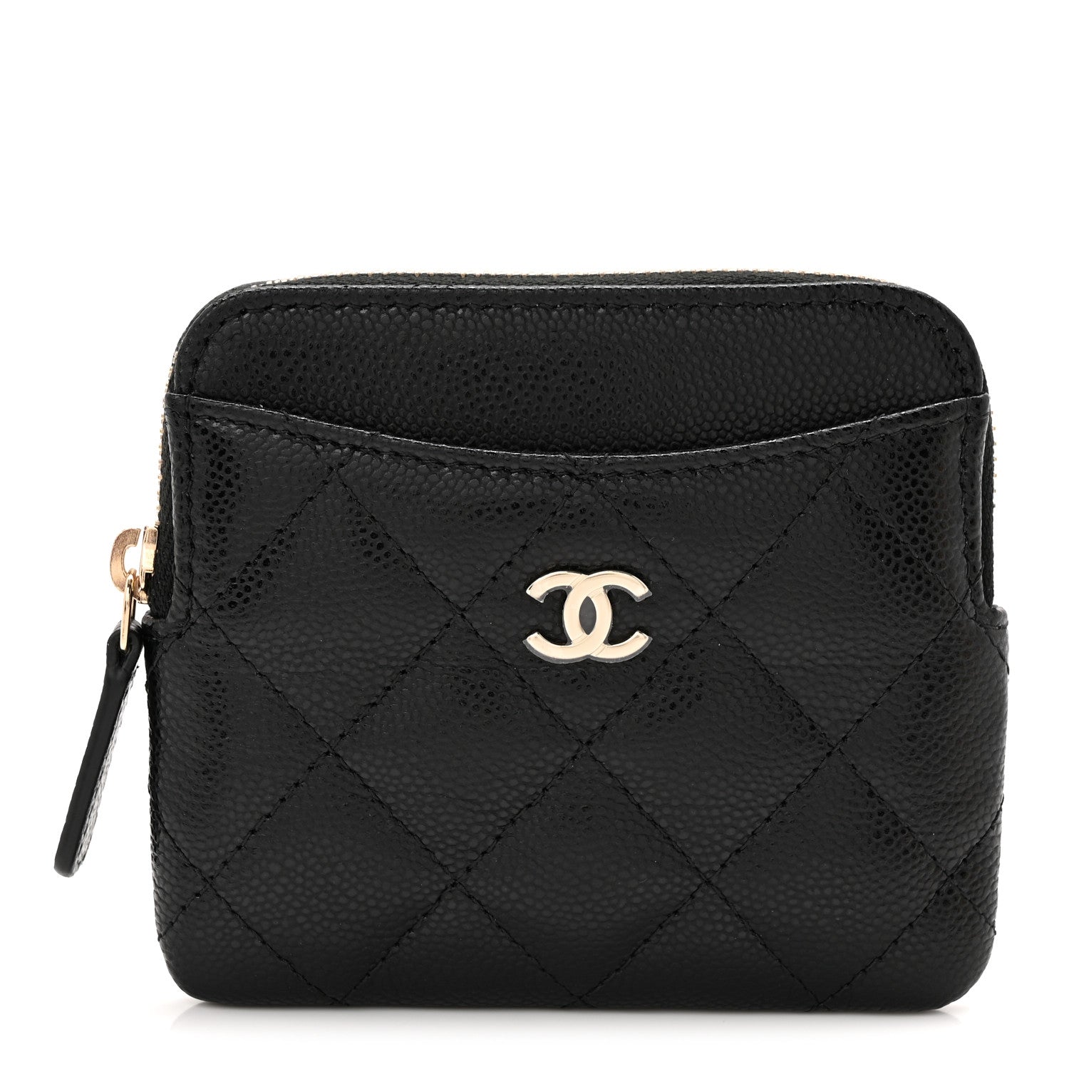 Chanel Caviar Quilted Zip Card Holder Wallet Black 1 of 8