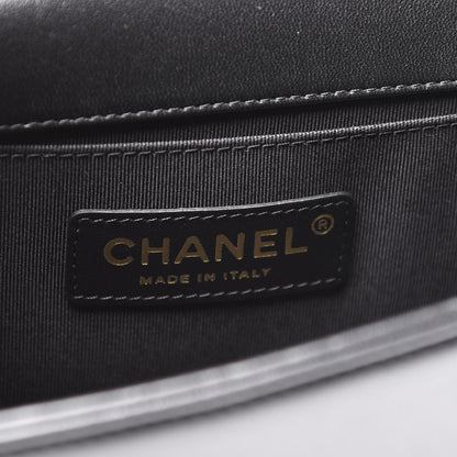 Chanel Lambskin Embroidered Camellia Quilted Small Boy Flap Black 5 of 10