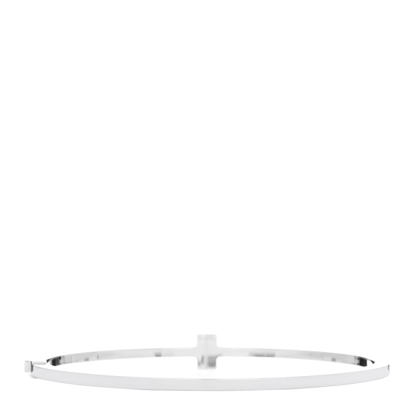 18K White Gold Diamond T Hinged Wire Bangle Bracelet