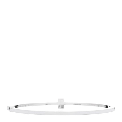 Tiffany 18K White Gold Diamond T Hinged Wire Bangle Bracelet 2 of 4